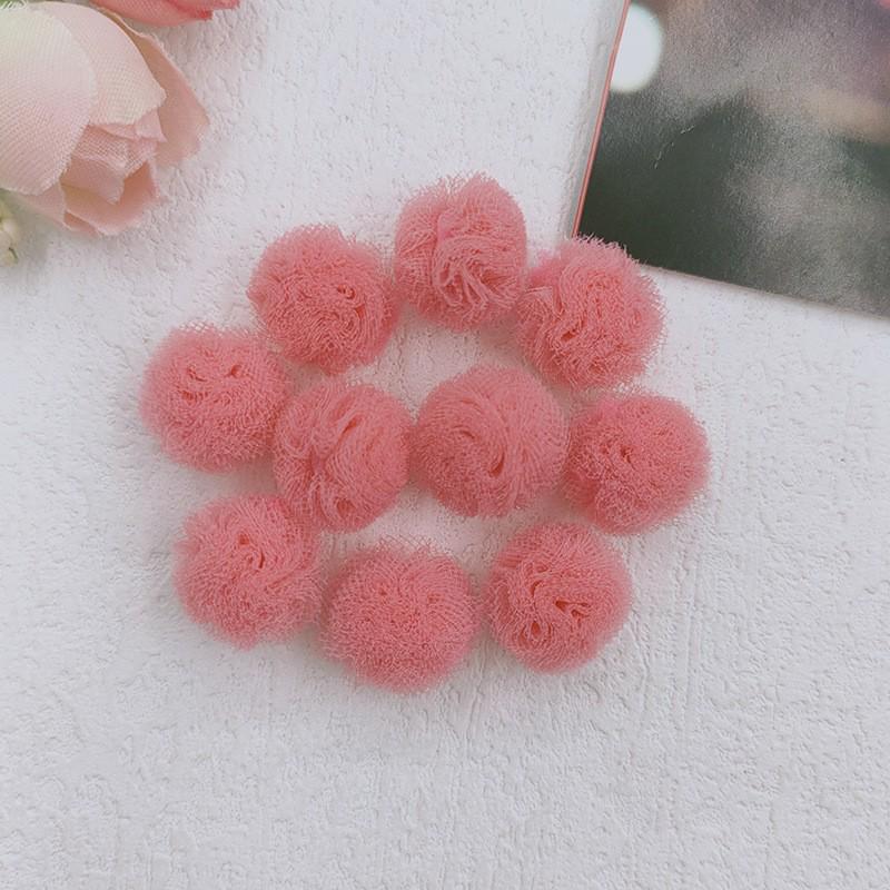 1,5 cm Doppelfarbiges Elastisches Netzblumen-Pompon-Spitzen-Haarschmuck, DIY Koreanischer Stil