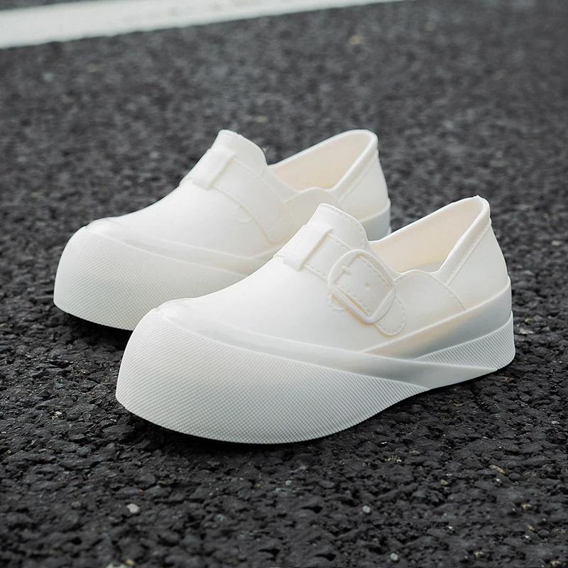 Female Fashion Outdoor Waterproof Anti Slip Thick Soled Wear Resistant Short Tube Rain Shoes Rubber Shoes