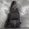 Crazy Horse Leather Men's Chest Bag, Genuine Leather Retro Casual Waist Bag, Top Layer Cowhide Crossbody Bag