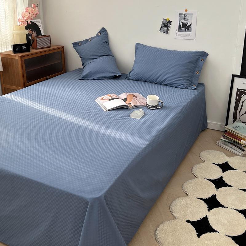 60-Count Long-Staple Cotton Sateen Jacquard Fitted Sheet, Flat Sheet, Pillowcase Set - Plain Color, Pure Cotton, Anti-Slip Mattress Cover