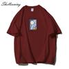 Shellsuning Oversized bavlněná trička s grafikou Muži Léto Měkké Trička s krátkým rukávem Dámská Móda Univerzální pulovry Dámské