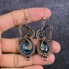 Blautopas Handgefertigter Kupferdraht Wickelschmuck Ohrring 3,03" l1o02