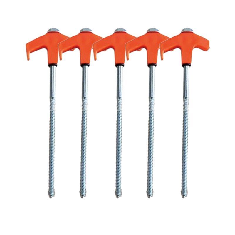 

5PCS 8 Screw-in Tent Stakes Ground Anchors Carbon Steel Tent Pegs Spike Hook Camping Tent Nail Spiral Type Canopy Stakes