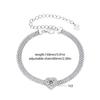 WOSTU 1 CT Sparkling Moissanite Heart Bracelet For Women 925 Silver Lab Diamond moissanite Star Flat wide chain Links