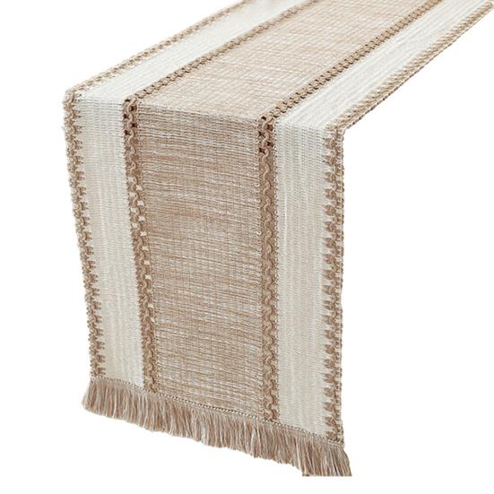 Knitted Table Runner Bohemian Table Runner with Tassels Rustic Table Runner for Farmhouse Dining Table Dresser Decoration