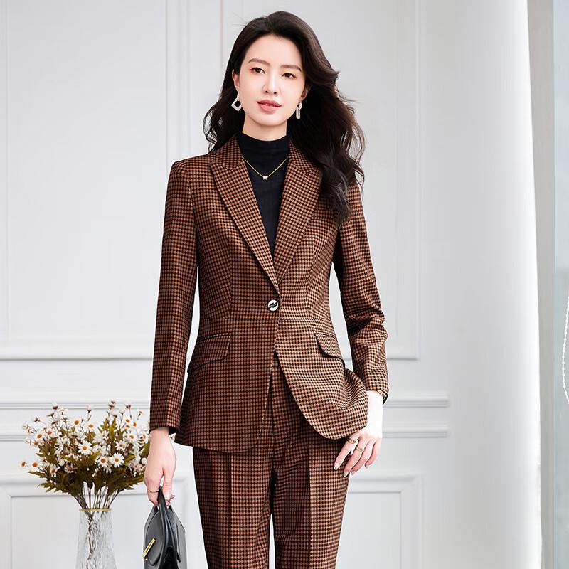 Женский клетчатый деловой костюм Tluoman 3XL