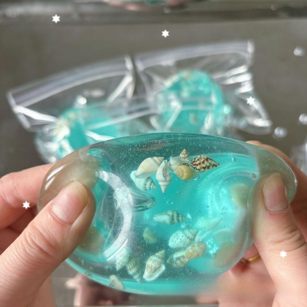 Transparent Ocean Sensory Fidget Toy Cube Shape Stress Relief Ball for Table Decoration