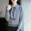 Silk Polo Collar Long Sleeve Shirt - 2025 Autumn Women's Wool Knitwear