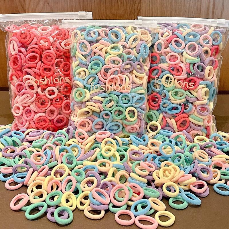 200pcs Macaron Colored Rubber Band High Elasticity Durability Multi-color Design Large Bag European American Style Daily Fashion