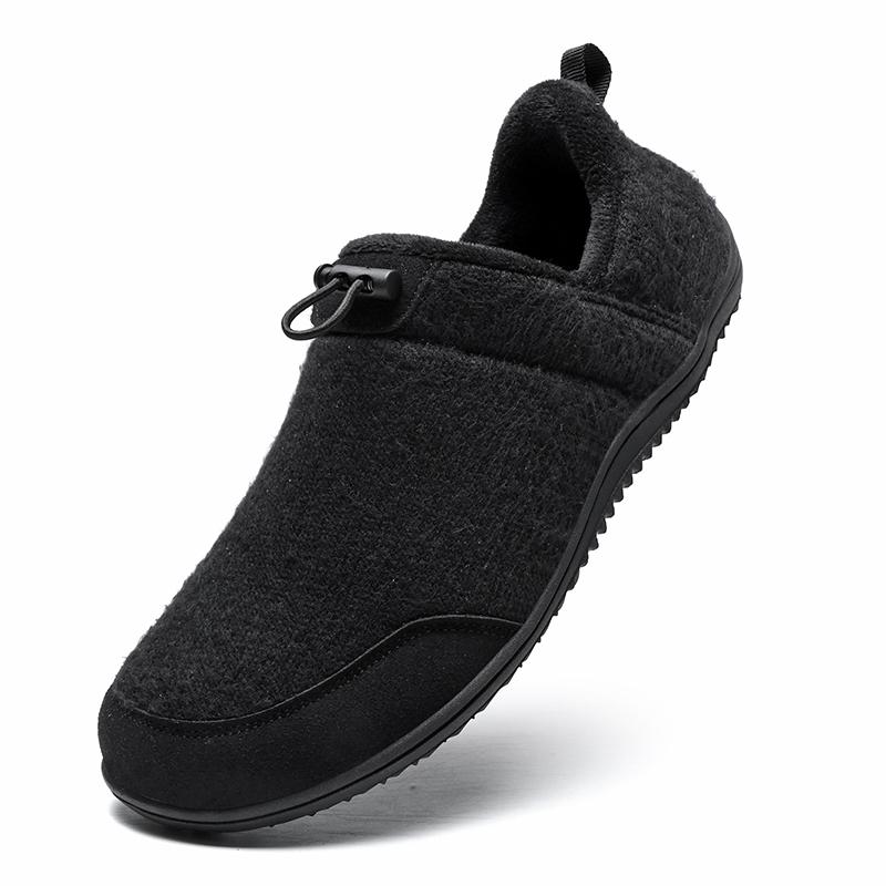 

Зимние мужские тапочки, хлопковые плюс меховые туфли, женские зимние уличные теплые меховые кроссовки, нескользящая теплая меховая обувь, зимние шлепанцы на толстой платформе 36 чёрный