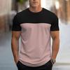 2024 Summer New Fashion Splicing Printed Short-sleeved T-shirt Men's Round Neck Loose Breathable Tops Sports Fitness T-shirt
