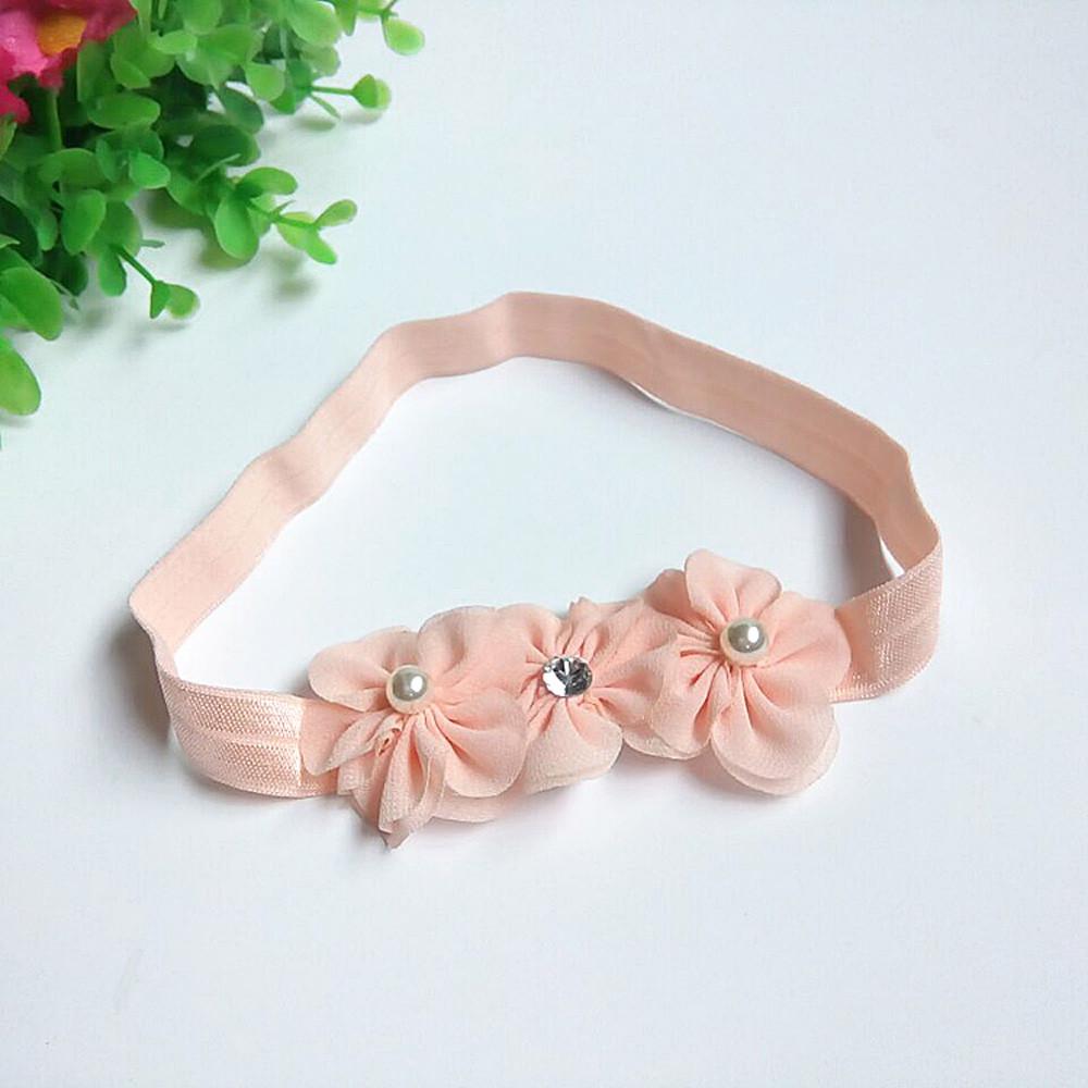 Headband pink satin roses with crystals