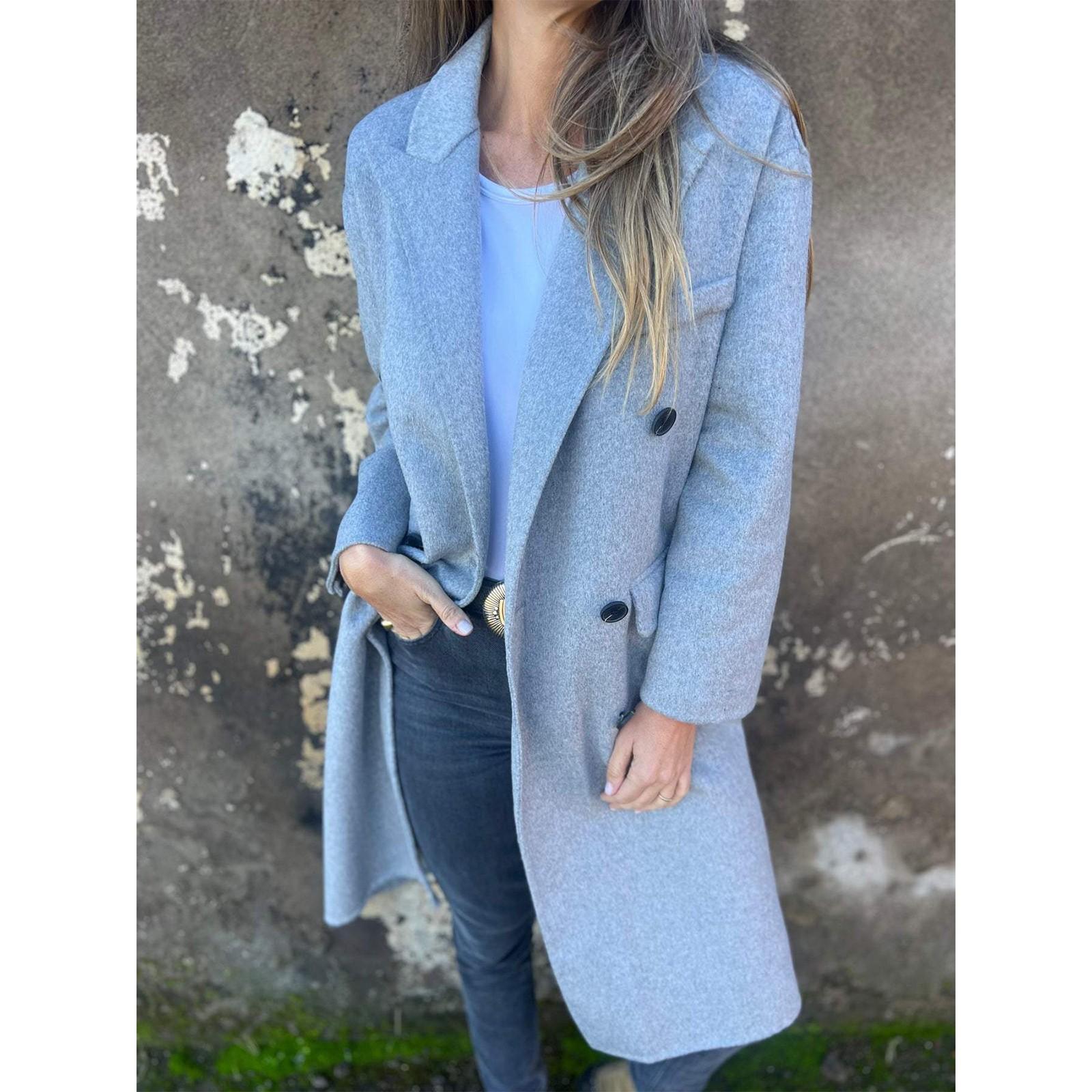 

Длинный рукав женский однотонный топ с капюшоном легкая куртка пальто зима и осень S светло-серый