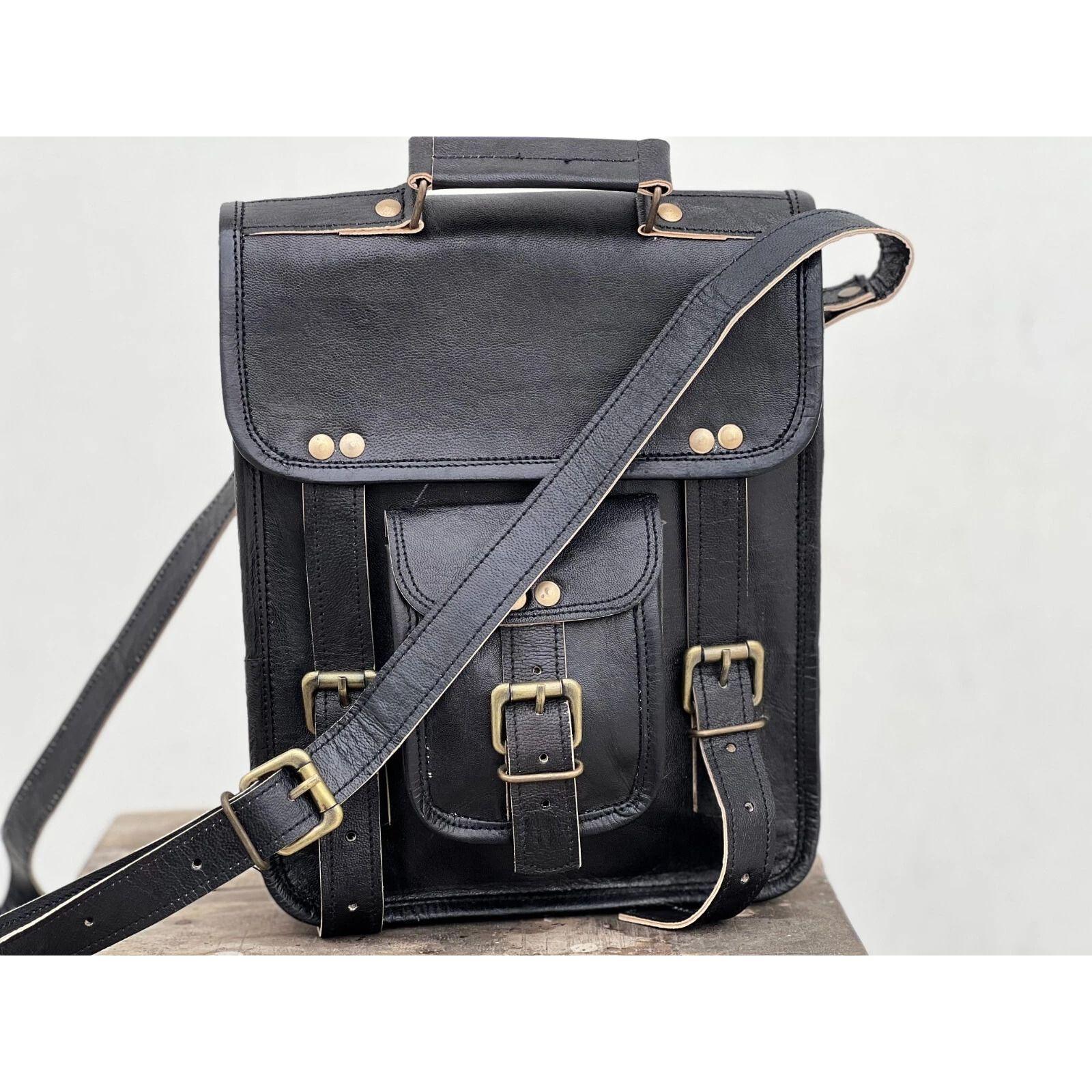 

Кожаная Практичная Сумка Мессенджер Через Плечо Мужская Сумка-Сэтчел для Ноутбука Школьная Сумка-Портфель 11 x 9 x 3 in