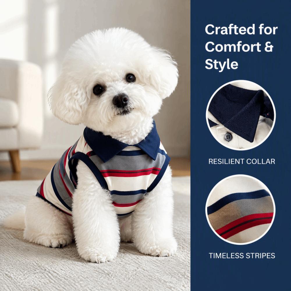Striped Pet Polo Shirt Breathable Pet Pullover New Cat Polo Shirt  Cat
