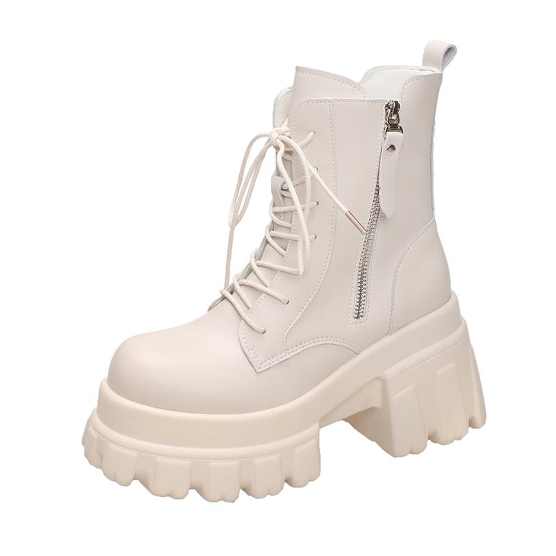 Fashion Shoes Fashion Boots Woman Winter Footwear Boots-Women Punk Lolita 9CM Autumn Ladies Rock Ankle Increased Internal White Ankle