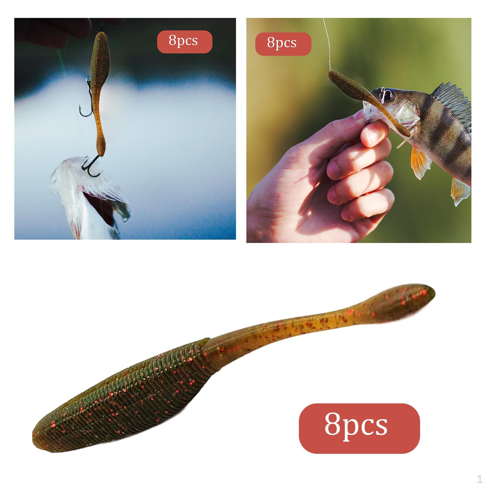 8 штук качающихся червей, рыболовные приманки с червями для пресной и соленой воды Olive