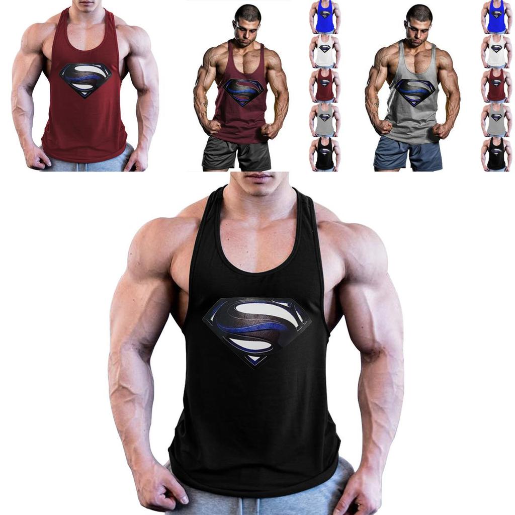 Premium Quality Men Bodybuilding Tank Top Muscle T-shirt With 3d Superman Design