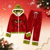 Women's Casual Loose Fit Winter Holiday Print Lined Hooded Pajama Set with Pants