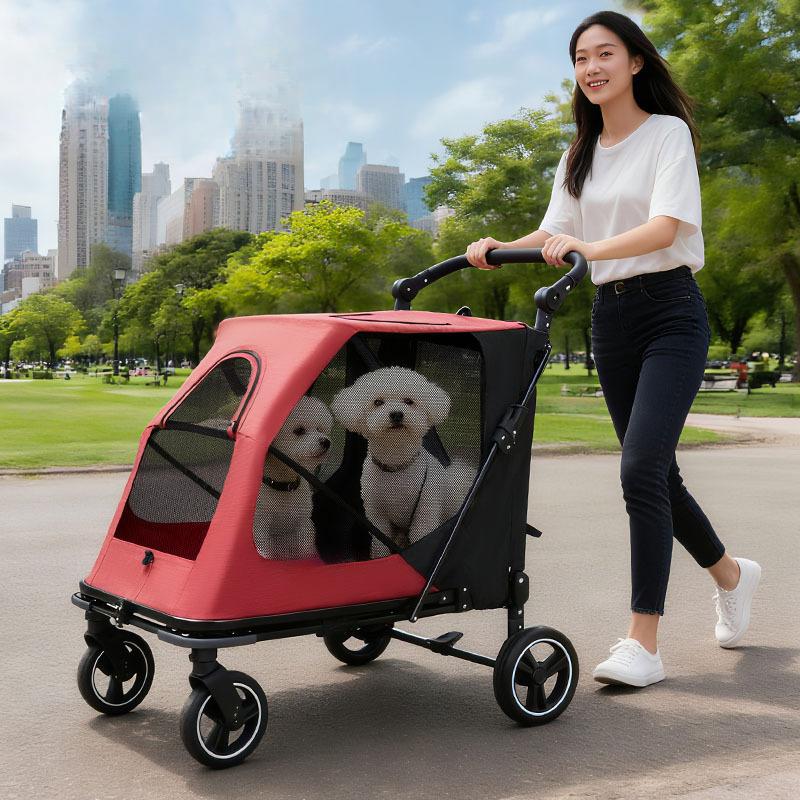 One‑Click Foldable Pet Stroller For Medium Large Dogs Cats Outdoor Trolley For Elderly Dogs