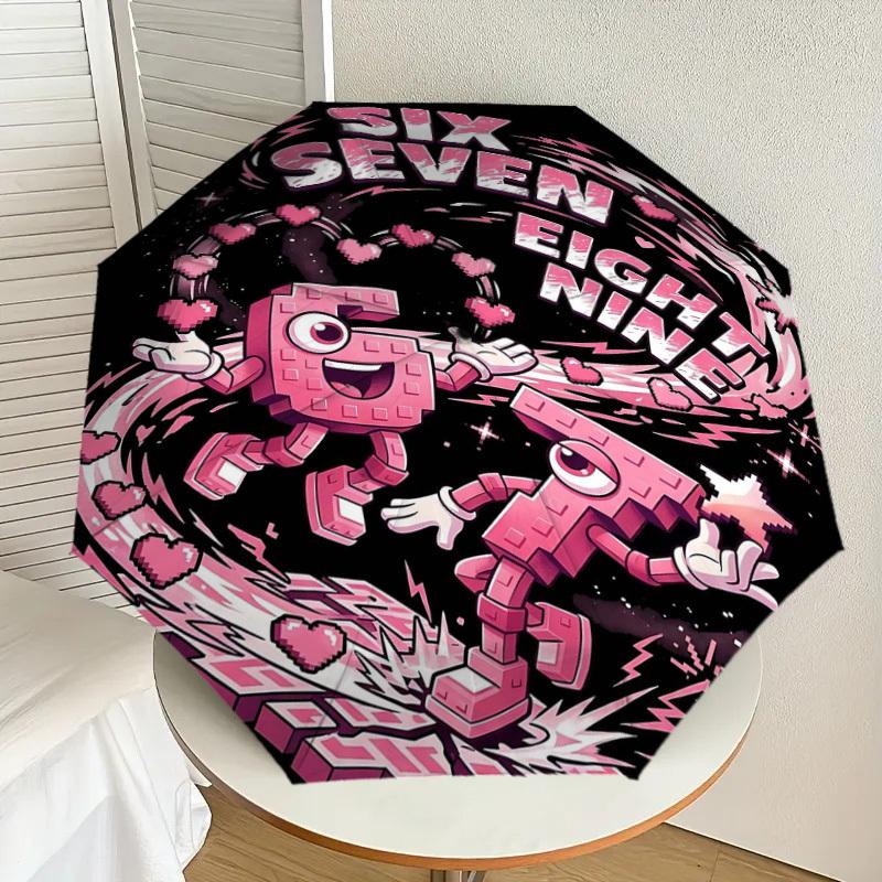 1PC Six Seven Umbrella-8-Rib Reinforced Portable Folding Travel Suitable for All Seasons Outdoor Daily Use -J0368