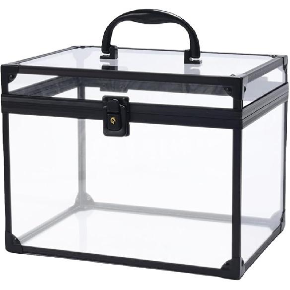

Crown Box, Clear Cosmetic Case, Acrylic Artists Display Case, Toiletry Train Case with Latches & Handle Large Capacity Acrylic Travel Makeup Tools чёрный