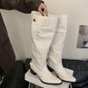 Big tube around boots women's autumn and winter new fashion babes but knee boots pointed thick heel black pile boots