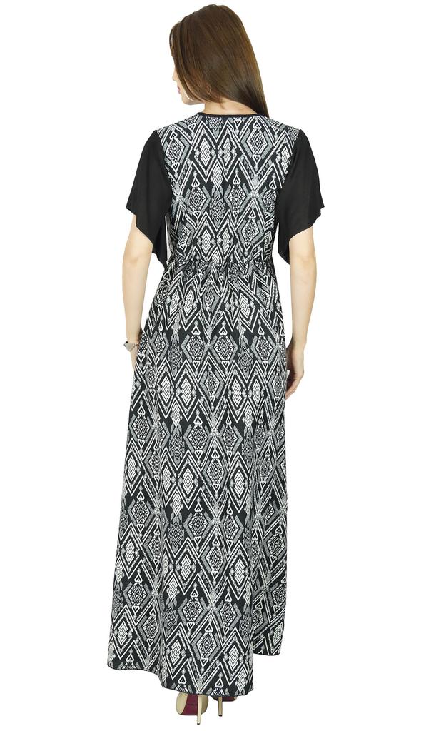 Bimba Damska czarna klasyczna elegancka sukienka maxi w stylu długim z elastyczną talią