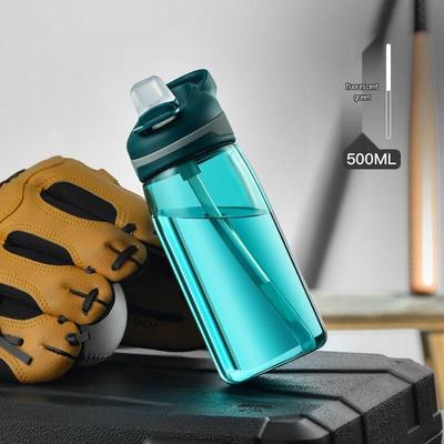 Vanow tragbare Sport-Wasserflasche mit Strohhalm, 500ml