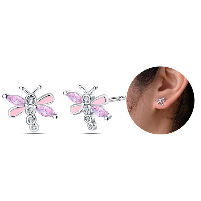 Silver 925 Heart CZ Cubic Zircon Round Daisy Flower Trio Stud Earrings for Women Silver S925 Original Fashion Jewelry