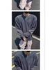 Men's High-End Jacquard Hoodie: Wrinkled Waffle Knit Long Sleeve T-Shirt with Elastic Padded Shoulders