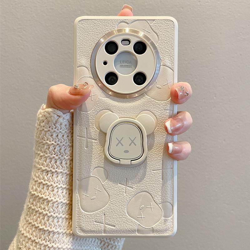Huawei Pura70U Phone Case, Trendy Brand Violent Bear Mate60pro Leather Embossed Nova12 Drop Case