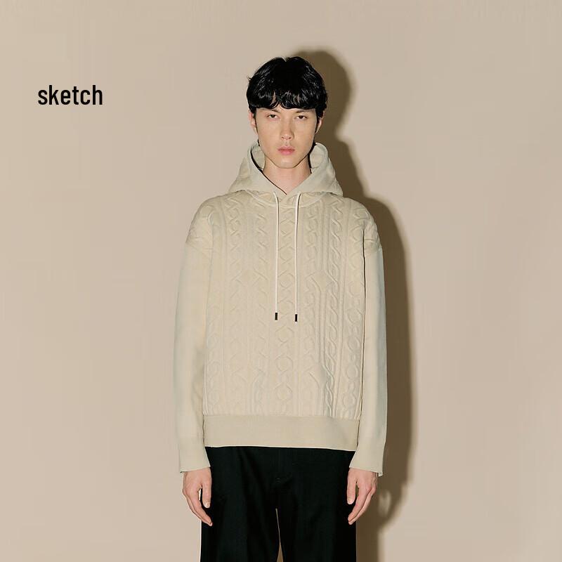 CROQUIS Men s 2024 Winter Brushed Chunky Knit Hooded Sweater M