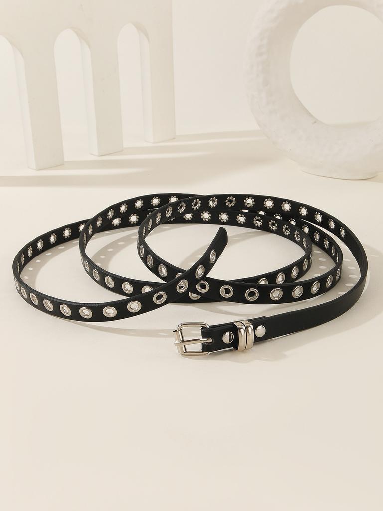 Solid Fashionable Color Porous Design Women Slim Waist Belt For Daily Wear