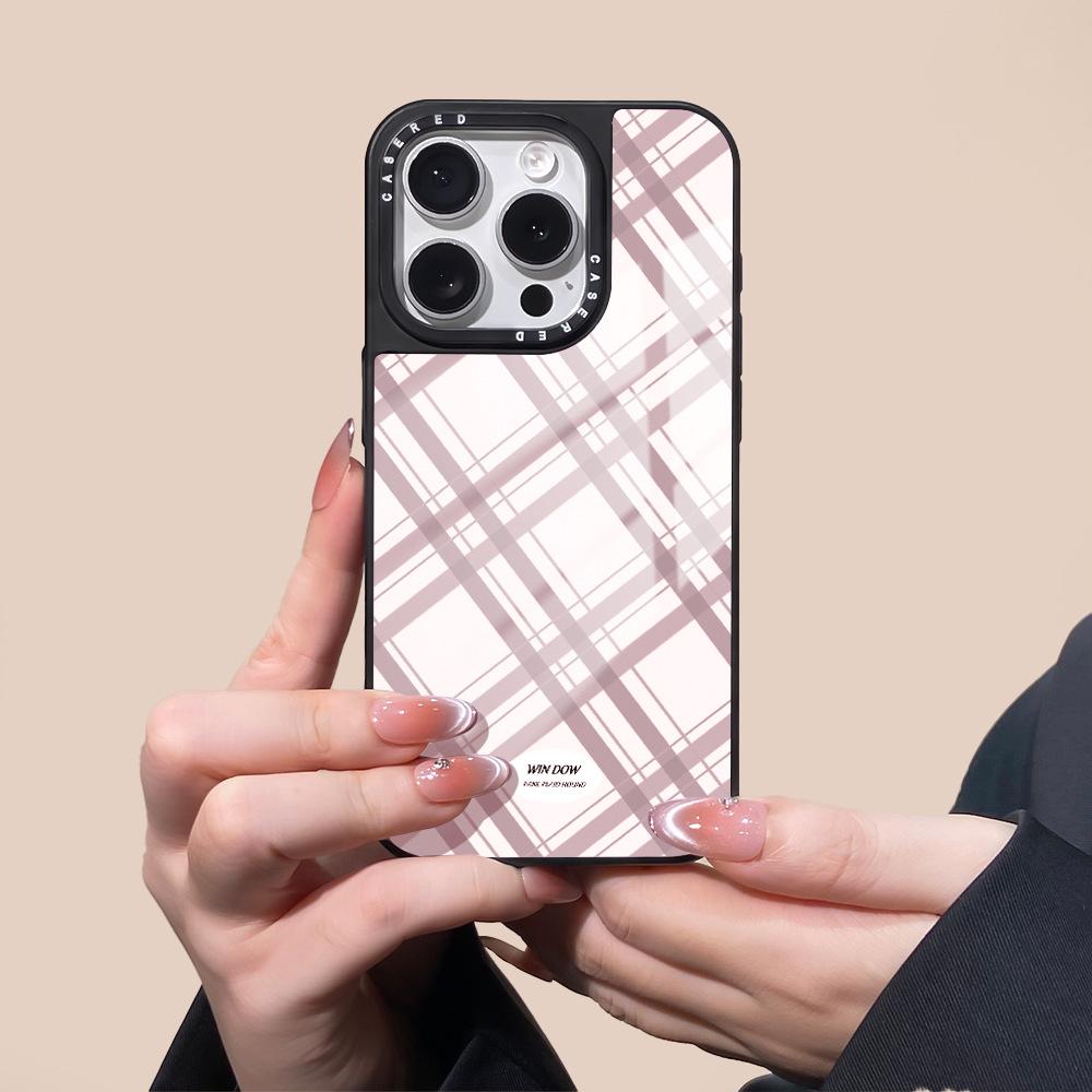 Applicable to iphone16Pro mobile phone case Korean ins style pattern Apple 15/14 glass case Apple 13Pro apple 11