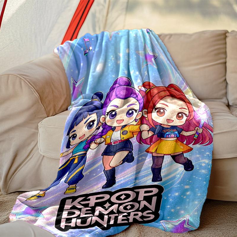 1pc Kpop Demon Hunters Blanket, Super Cozy Printed Home Blanket, All-Season Warmth