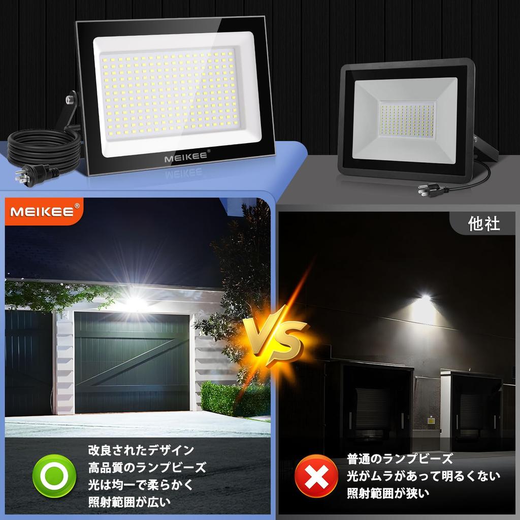 MEIKEE [100W Ultra-Thin, Set of 2] LED Floodlights, Work Lights, Ultra-Bright Daylight Color, 6500K, 10,000LM, Energy-Saving, Heavy Rainproof, IP66