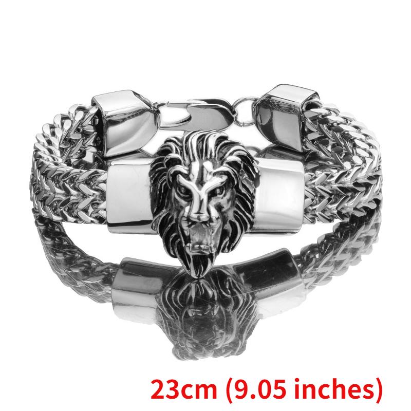 High Quality Men s Lion Stainless Steel Bracelet, Gold-plated Chain Link, Punk Rock Bike, Fashionable Artificial Jewelry Gift