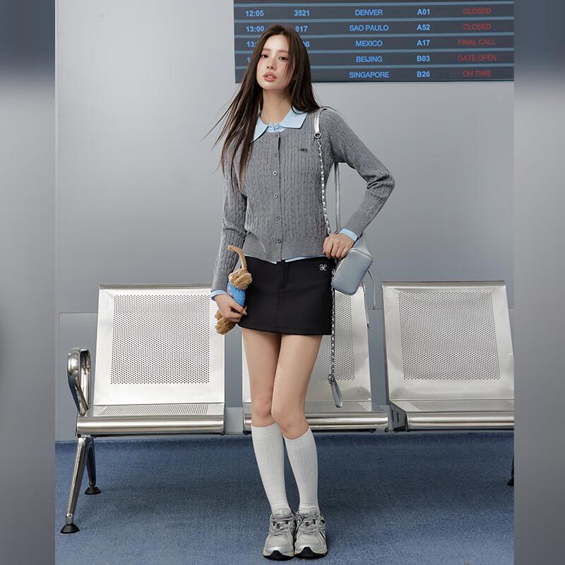 UNIFREE Academy Style Color-block Knit Cardigan