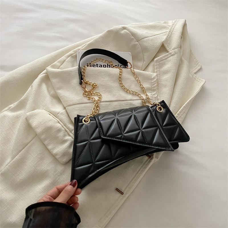Trendy Summer 2024 Pu Shoulder Bag Stylish Retro Crossbody Square Bag Medium чёрный