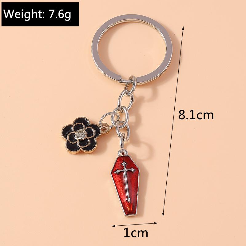 Gothic Alloy Cross Coffin Key Chain Steampunk Keyring Pendant for Car Key Holder Men Women Handbag Decor Jewelry Gift