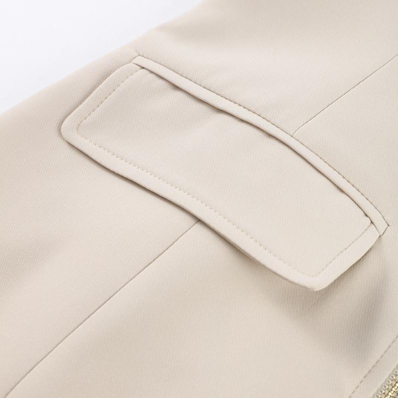 Elegant Sleeveless V-neck Dress Women's Slim Khaki Zippers Short Dresses Streetwear