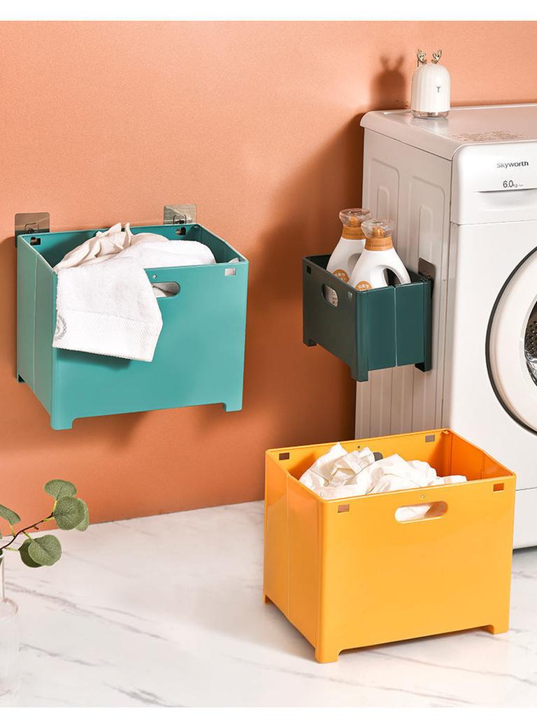 Bathroom Laundry Hamper Foldable Storage Basket Wall Mounted for Toiletries