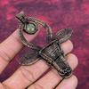 Moss Prehnite Real Gemstone Pendant Copper Wire Wrapped Jewelry Cow Face Pendant