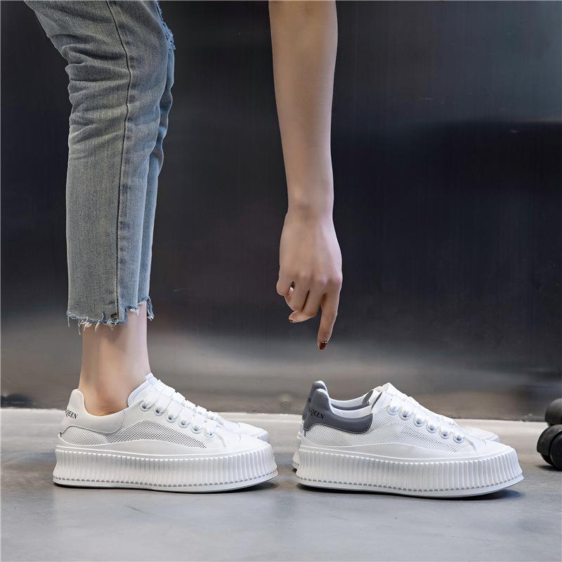 First layer cowhide biscuit shoes women's 2025 summer new leather little white shoes women's platform versatile shoes casual women's shoes