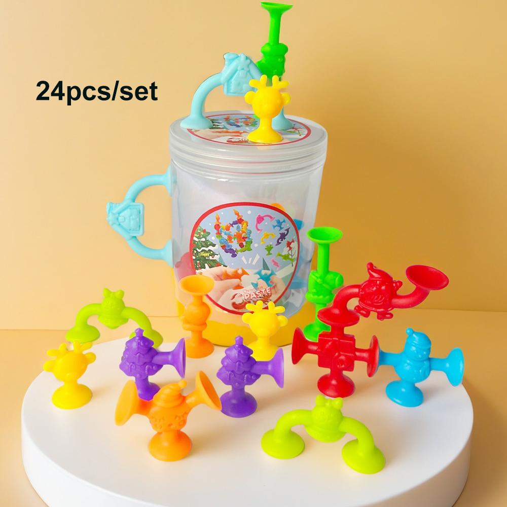 Christmas Themed Suction Cup Building Toys, Creative Construction Toys for Playroom, Educational Stacking Toy For Kids,