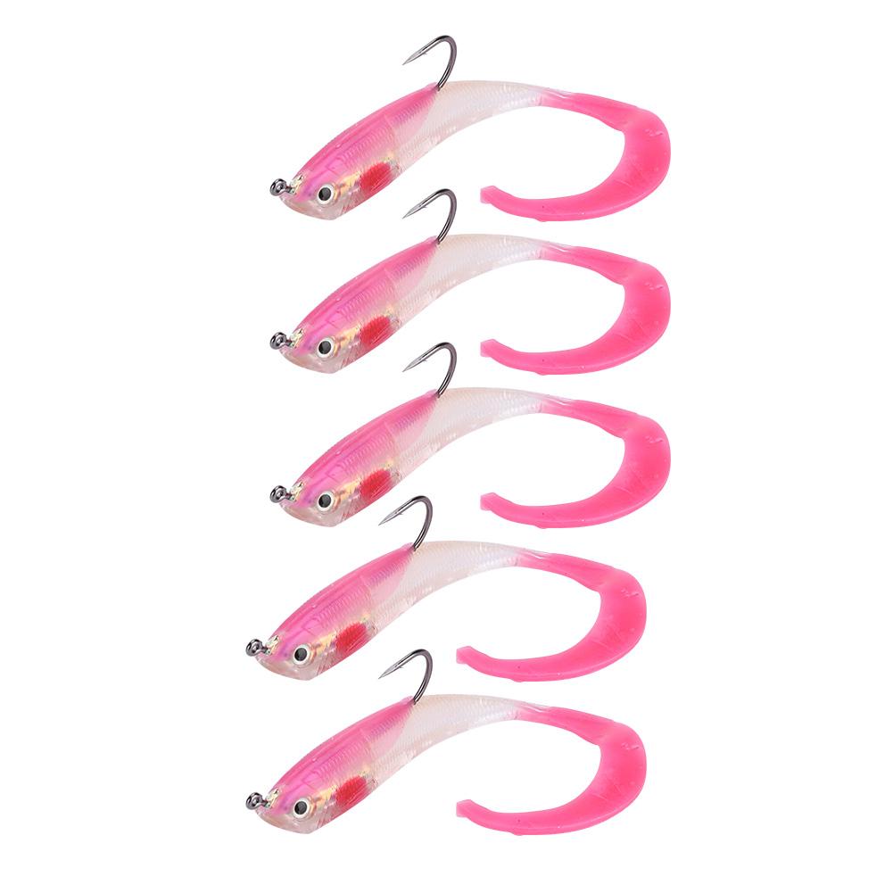 

5PCS Fish Lures Artificial Fake Bait Soft Lures Seabass Fishing Tackle with Hook SO050-1 SO050-2 SO050-3