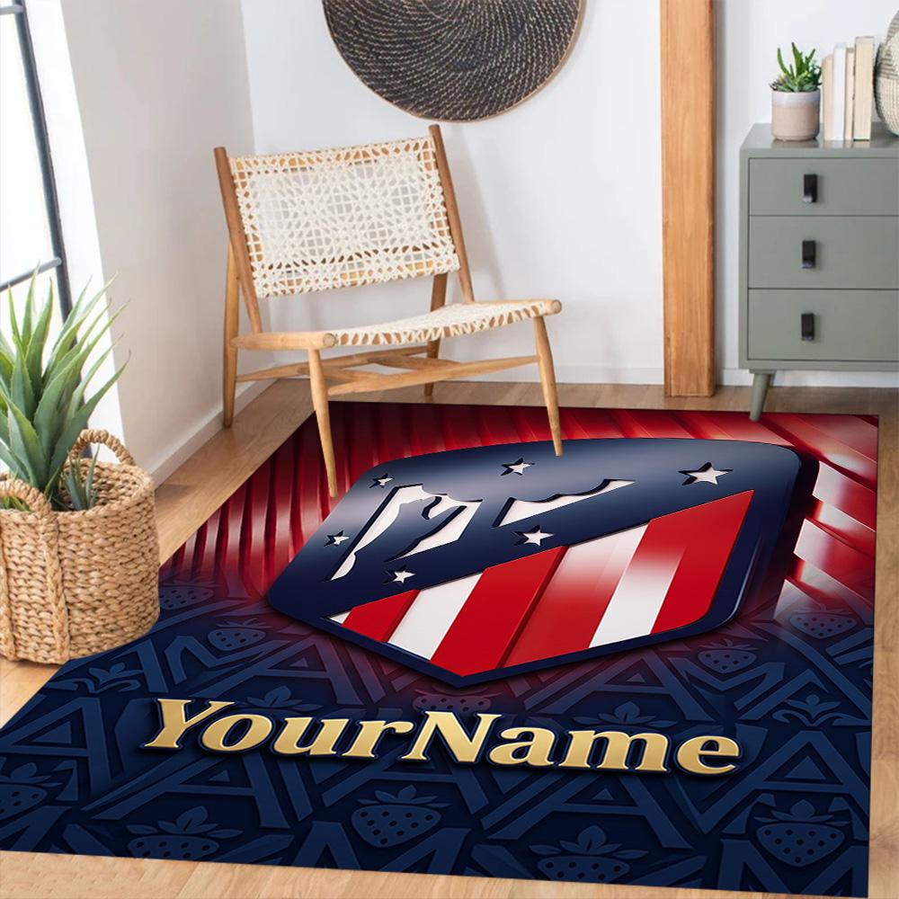 Atletico Madrid Customized Name Floor Rug Office Rug Design for Outdoor Decorate Room Playrooms Study Room Anti-slip Rug Decorate Offices