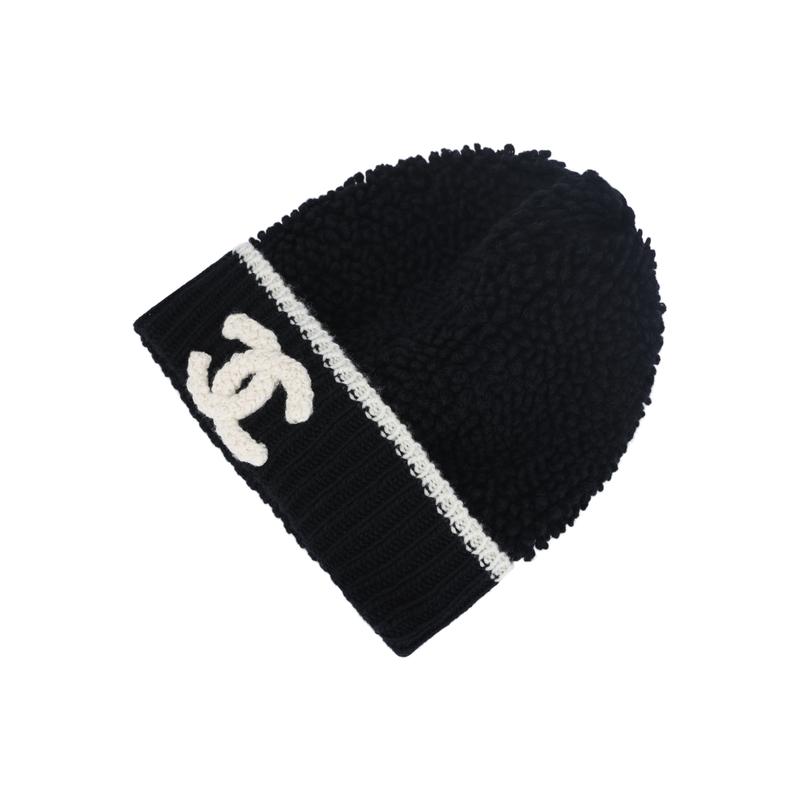 CHANEL [24K] logo decoration velvet hat, same style for men and women, couple style, black