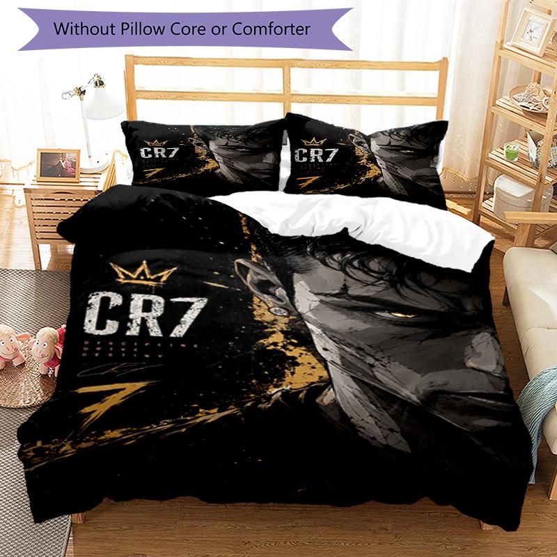Ronaldo's Iconic Number Seven Bedding Set, Breathable Duvet Cover with Pillowcases, Soft Bed Linen for Bedroom Home Decoration, Perfect Festival Birth